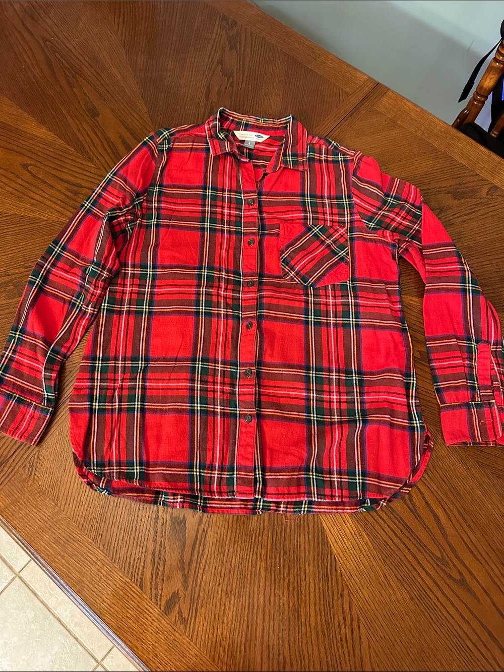 Women’s Red Plaid Button-Up Shirt
